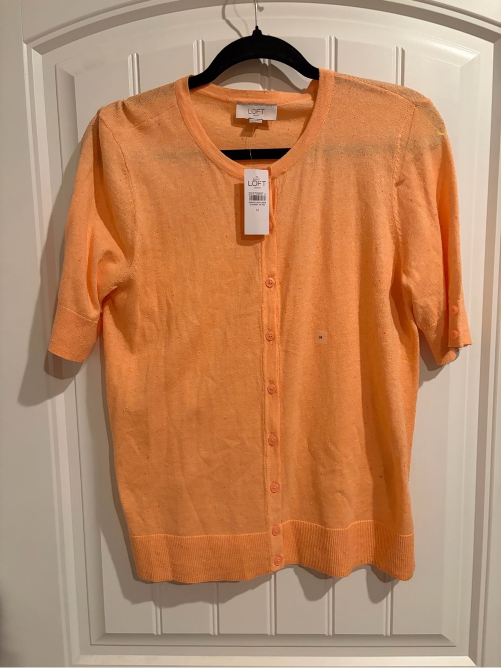 LOFT Peach Short-Sleeve Button-Up Cardigan